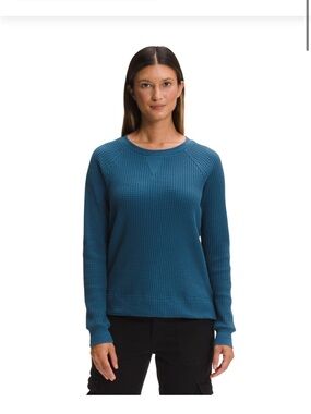 The North Face Chabot Crew Long Sleeve Waffle Knit Top Teal XS